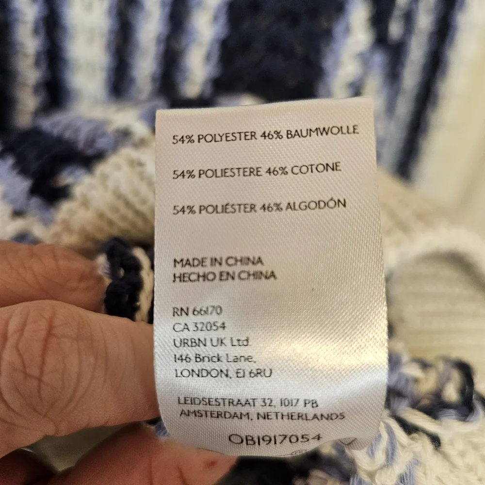 Free People Beach Crochet Striped Dayton Sweater Midnight Rain Combo